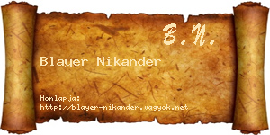 Blayer Nikander névjegykártya